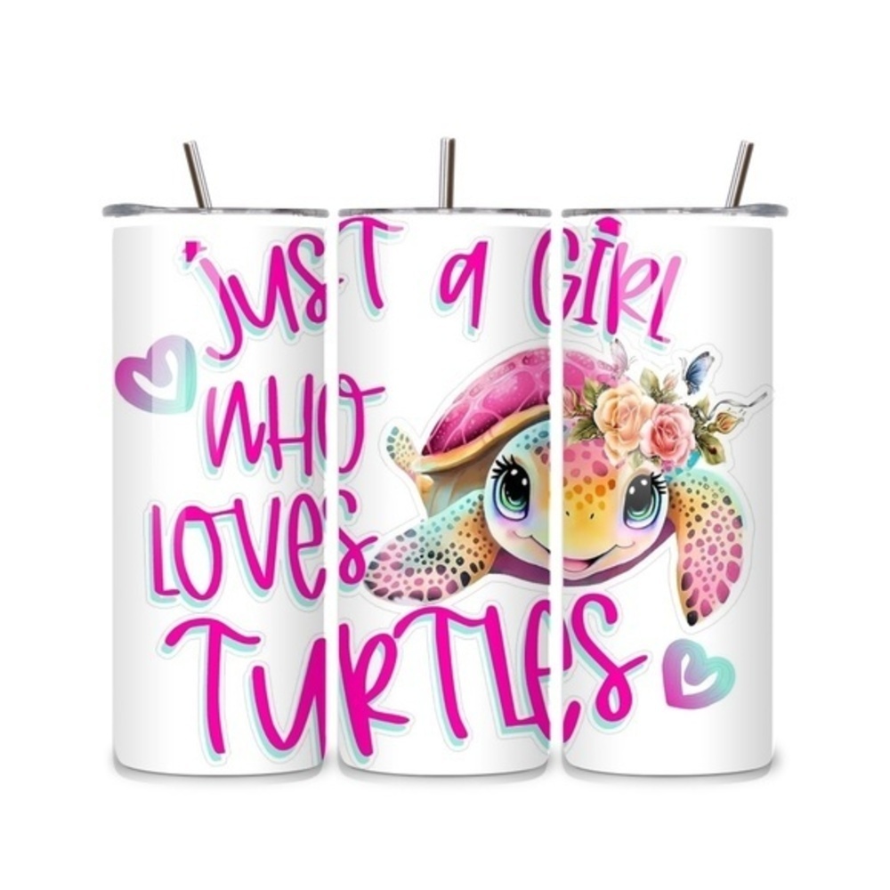 Girl Who Loves Turtles 20oz Stainless Steel Tumbler